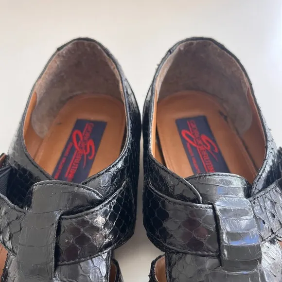 Giorgio Brutini Genuine Snakeskin Men's Black Sandals Sz 11.5M