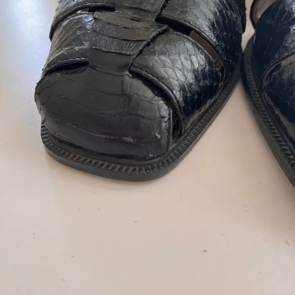 Giorgio Brutini Genuine Snakeskin Men's Black Sandals Sz 11.5M