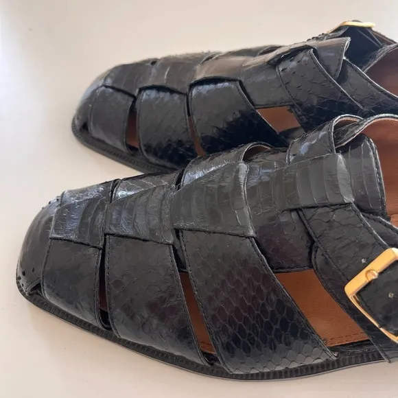 Giorgio Brutini Genuine Snakeskin Men's Black Sandals Sz 11.5M