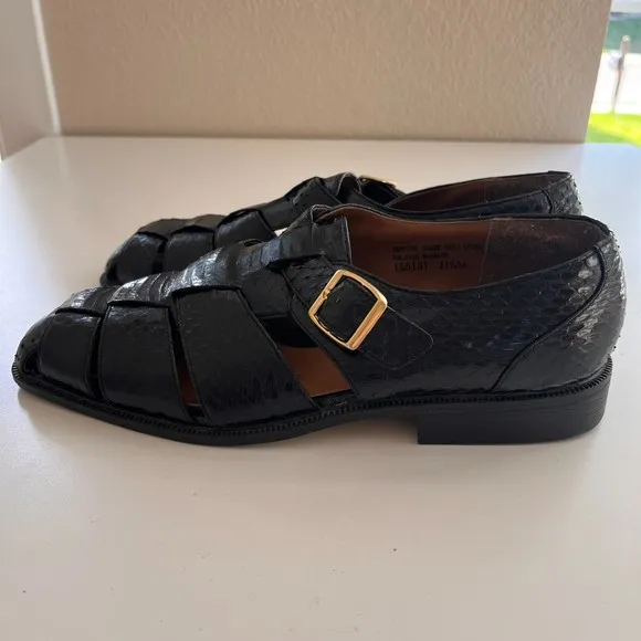 Giorgio Brutini Genuine Snakeskin Men's Black Sandals Sz 11.5M