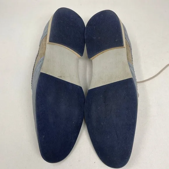Giorgio Brutini Men's 9M Light Blue Leather Khaki Fabric Dress Shoes Oxford