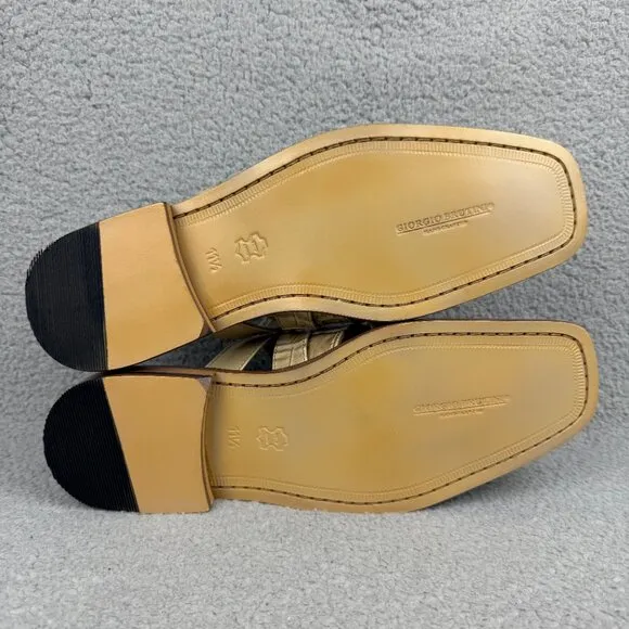 Giorgio Brutini Sandals Mens 11.5 Shoe Beige Tan Crocodile Print Slip On Vintage