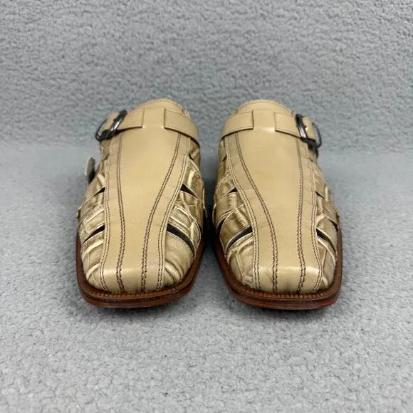 Giorgio Brutini Sandals Mens 11.5 Shoe Beige Tan Crocodile Print Slip On Vintage