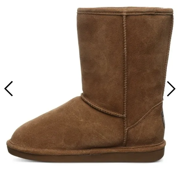 Girl’s Bearpaw Boots Size 3 Brown Youth tall Cow Suede upper/Wool Blend lining.