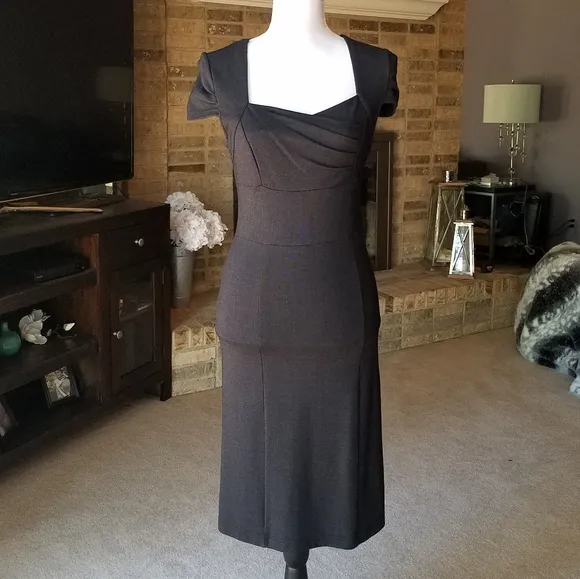Grey Midi Sweetheart Neckline Dress from Europe