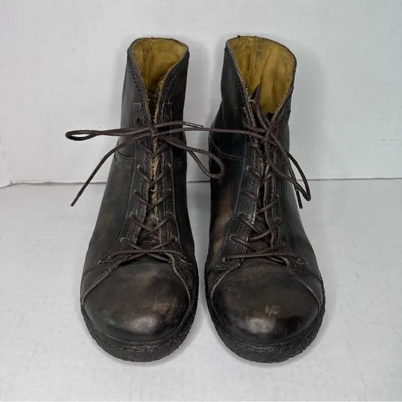 Groundhog | Women's Genuine Brown Leather Stacked Heel Ankle Boots | Size 7