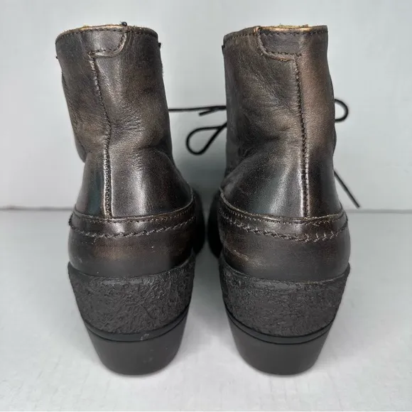 Groundhog | Women's Genuine Brown Leather Stacked Heel Ankle Boots | Size 7