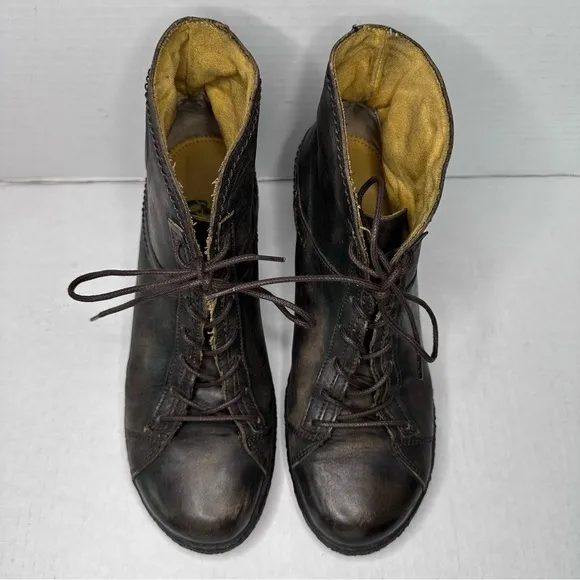 Groundhog | Women's Genuine Brown Leather Stacked Heel Ankle Boots | Size 7