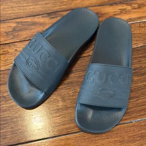 Gucci Black Slide Sandals Minimalist Design