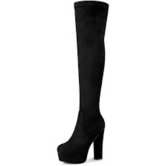 GUESS Cristy Black Faux Suede Over The Knee Platform Boot Size 8.5