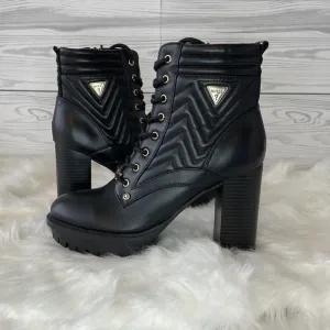 GUESS Manners Platform Heel Lace-Up Boots