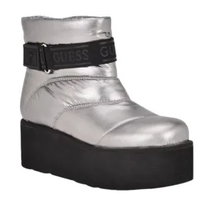 Guess Womens Jilona Platform Cold Weather Quilted Puffer Boots Silver Size 6 1/2