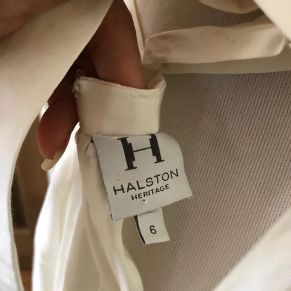 Halston Heritage Womens Criss Cross Apron Dress Off White Sexy Size 6 Designer