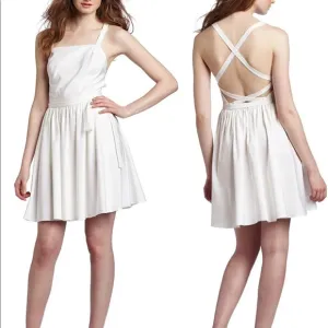 Halston Heritage Womens Criss Cross Apron Dress Off White Sexy Size 6 Designer
