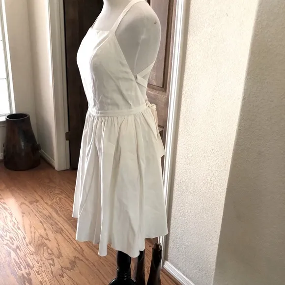 Halston Heritage Womens Criss Cross Apron Dress Off White Sexy Size 6 Designer