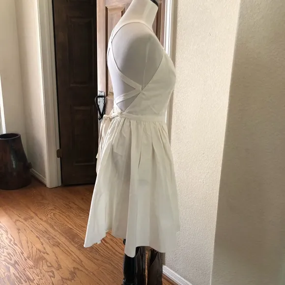 Halston Heritage Womens Criss Cross Apron Dress Off White Sexy Size 6 Designer