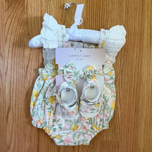 Happily Grey Baby Girl 3 Piece Outfit Set