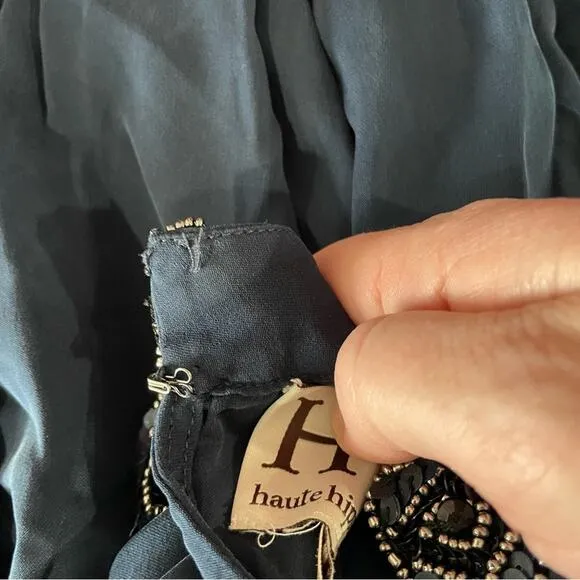 Haute Hippie Navy Blue Silk Blend Long sleeve Wrap Dress | Size Small