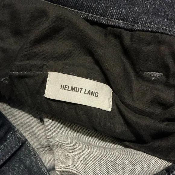 Helmut Lang Moto-Inspired Dark Wash Jeans w/Leather Details – Size Approx. 30x32