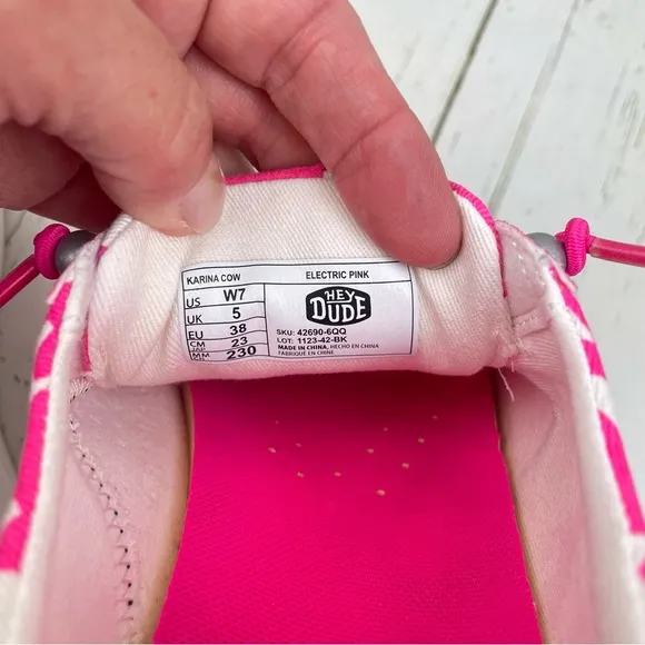 Hey Dude Karina Cow Shoes Electric Pink
