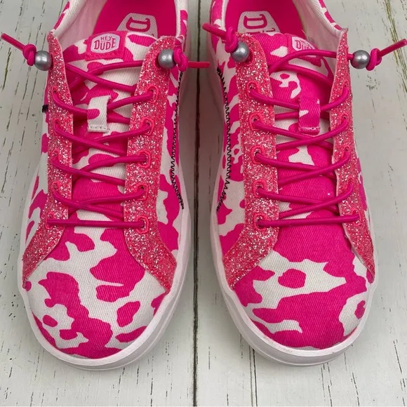 Hey Dude Karina Cow Shoes Electric Pink