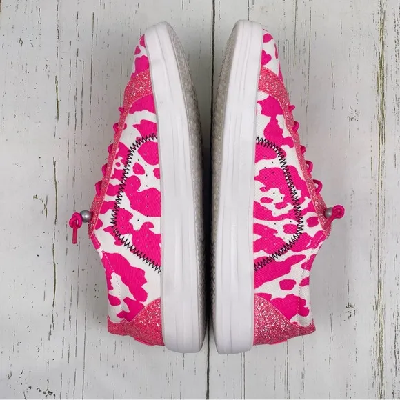 Hey Dude Karina Cow Shoes Electric Pink