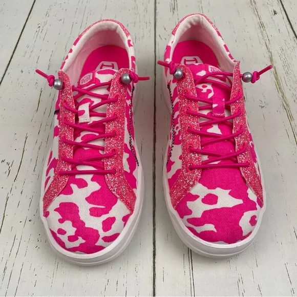 Hey Dude Karina Cow Shoes Electric Pink