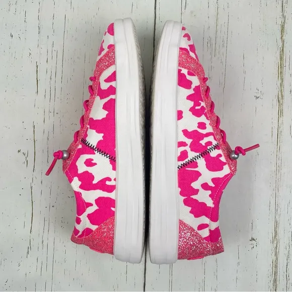 Hey Dude Karina Cow Shoes Electric Pink
