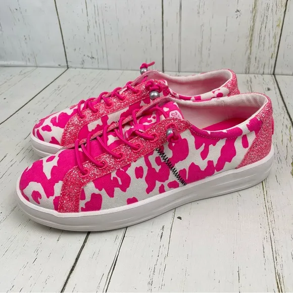 Hey Dude Karina Cow Shoes Electric Pink