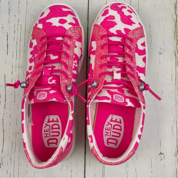 Hey Dude Karina Cow Shoes Electric Pink
