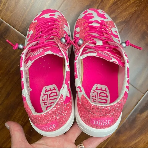 Hey Dude Karina Cow Shoes Electric Pink