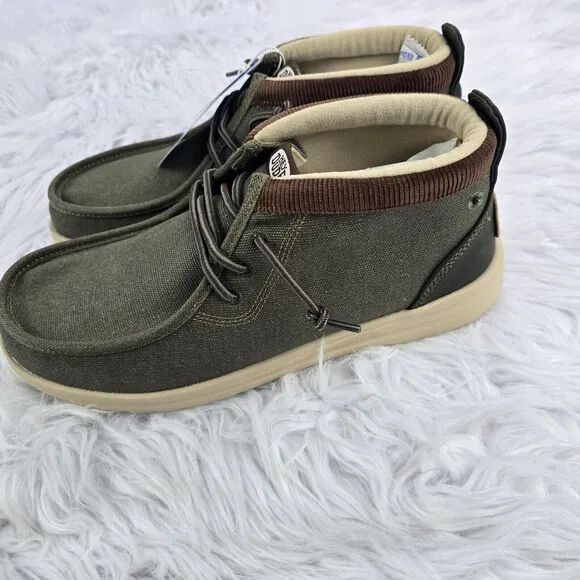 Hey Dude Men's Size 12 Wally Mid GripR Workwear Dusty Olive Shoes New