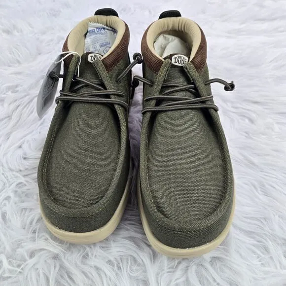 Hey Dude Men's Size 12 Wally Mid GripR Workwear Dusty Olive Shoes New