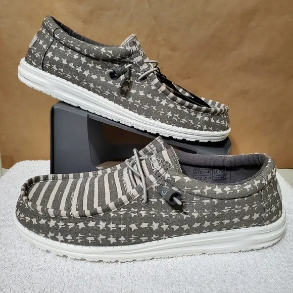 Hey Dude Wally Greyed Patriotic Mens Shoes