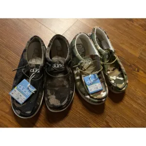 Hey Dude Wally Linen Youth Camo Slip-On Shoes  Size Y4-L5 New With Tag