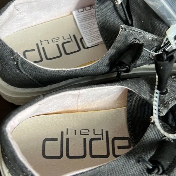 HEY DUDE WENDY CHAMBRAY OFF BLACK SLIP-ON SHOES