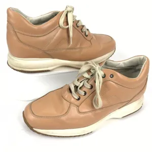 HOGAN INTERACTIVE Nude Brown Leather Sneakers Thick Sole Shoes Womens US 8.5