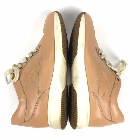 HOGAN INTERACTIVE Nude Brown Leather Sneakers Thick Sole Shoes Womens US 8.5