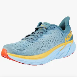 HOKA Clifton 8 Men’s Sneakers Light Blue/Green And Orange Size 10 Wide 10D