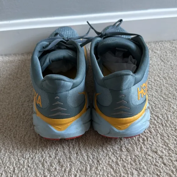 HOKA Clifton 8 Men’s Sneakers Light Blue/Green And Orange Size 10 Wide 10D