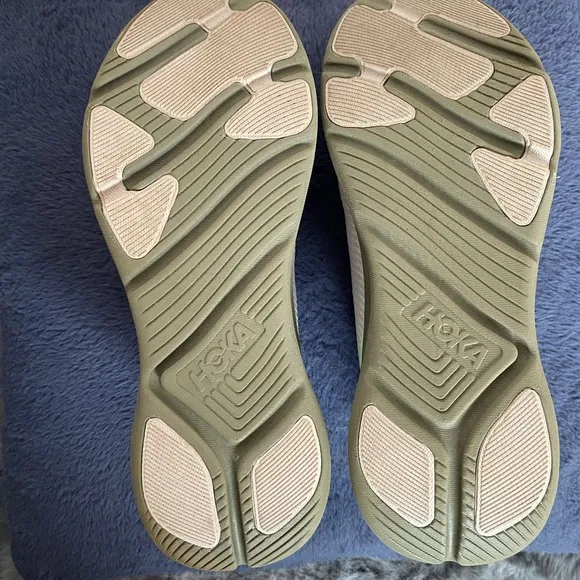 HOKA Gray and Green Running Shoes