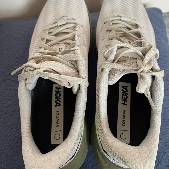 HOKA Gray and Green Running Shoes
