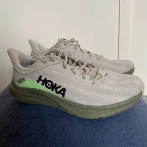 HOKA Gray and Green Running Shoes