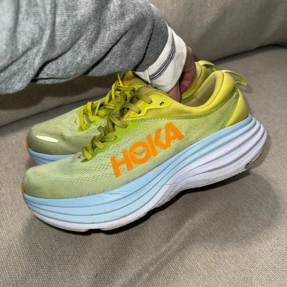 HOKA ONE Bondi 8 Mens Shoes 9D Butterfly Evening Primrose