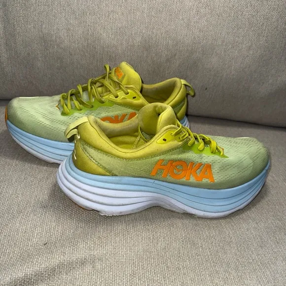 HOKA ONE Bondi 8 Mens Shoes 9D Butterfly Evening Primrose