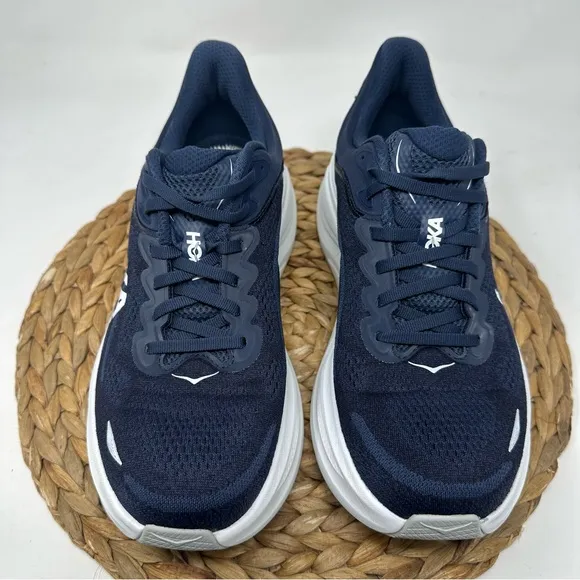 HOKA ONE Bondi 9 Running Shoes Varsity Navy White Size 10 Men's