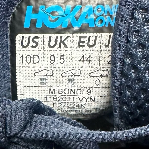 HOKA ONE Bondi 9 Running Shoes Varsity Navy White Size 10 Men's