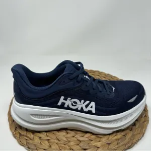 HOKA ONE Bondi 9 Running Shoes Varsity Navy White Size 10 Men's