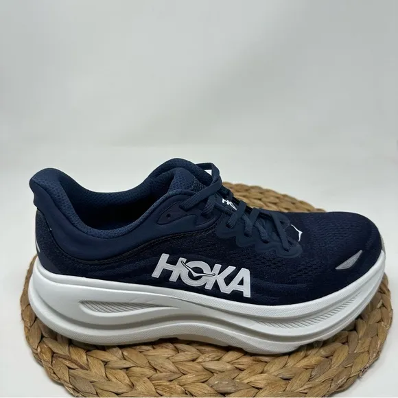 HOKA ONE Bondi 9 Running Shoes Varsity Navy White Size 10 Men's