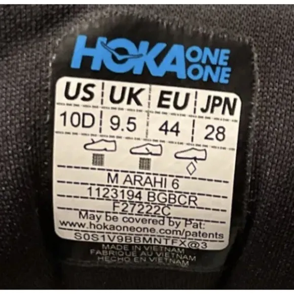 Hoka One One Arahi 1123194 BGBCR Blue Running Race Shoes Mens 10 Fast Shipping